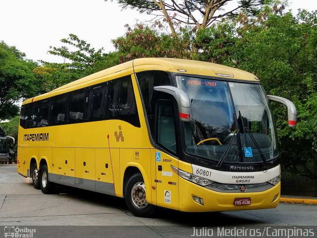 Viação Itapemirim 60801 na cidade de São Paulo, São Paulo, Brasil, por Julio Medeiros. ID da foto: 5653716.