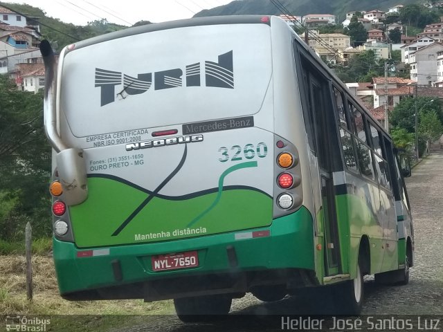 Turin Transportes 3260 na cidade de Ouro Preto, Minas Gerais, Brasil, por Helder José Santos Luz. Número da foto: #5655403.