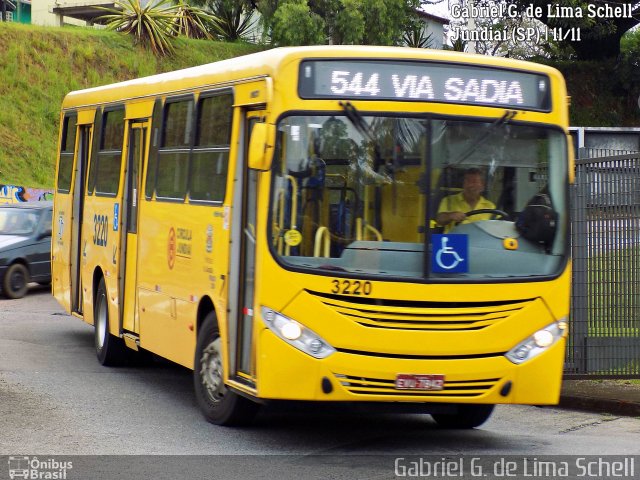 Auto Ônibus Três Irmãos 3220 na cidade de Jundiaí, São Paulo, Brasil, por Gabriel Giacomin de Lima. ID da foto: 5658312.