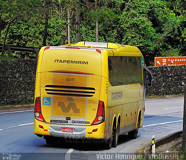 Viação Itapemirim 60691 na cidade de Petrópolis, Rio de Janeiro, Brasil, por Victor Henrique. ID da foto: 5664366.