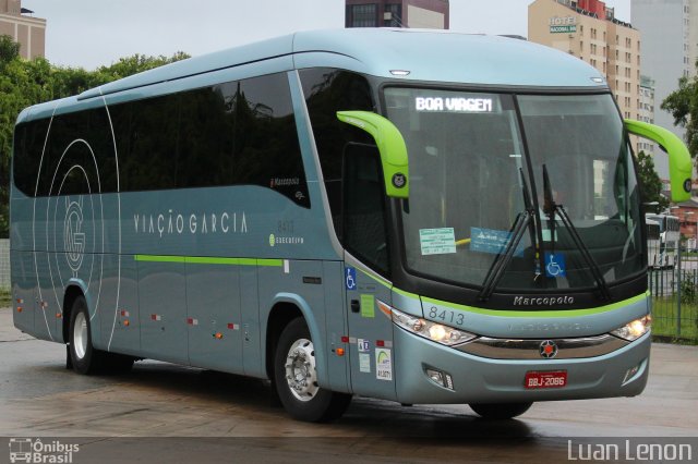 Viação Garcia 8413 na cidade de Curitiba, Paraná, Brasil, por Luan Lenon. ID da foto: 5675422.