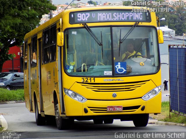 Auto Ônibus Três Irmãos 3211 na cidade de Jundiaí, São Paulo, Brasil, por Gabriel Giacomin de Lima. Número da foto: #5676343.