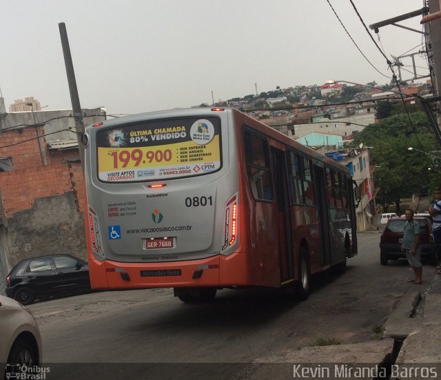 Viação Osasco 0801 na cidade de Osasco, São Paulo, Brasil, por Kevin Miranda Barros. Número da foto: #5677649.