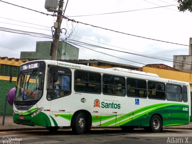 Viação Piracicabana Santos 4401 na cidade de Santos, São Paulo, Brasil, por Adam Xavier Rodrigues Lima. Número da foto: #5679327.