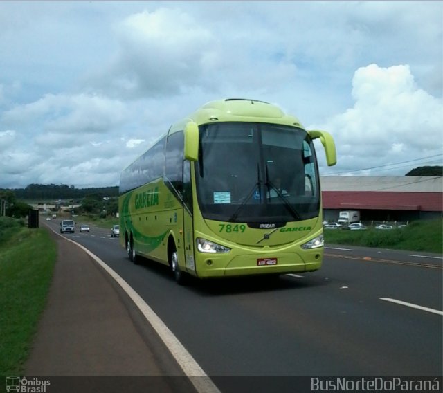 Viação Garcia 7849 na cidade de Arapongas, Paraná, Brasil, por Josino Vieira. ID da foto: 5678178.