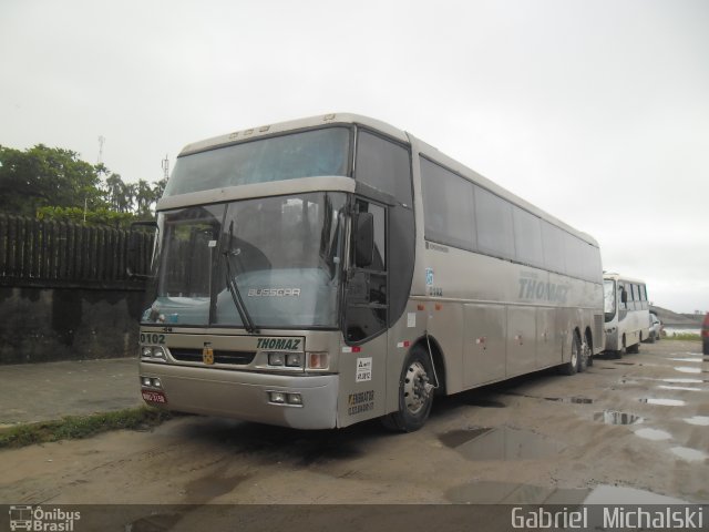 Transportes Thomaz 0102 na cidade de Guaratuba, Paraná, Brasil, por Gabriel Michalski. ID da foto: 5683035.