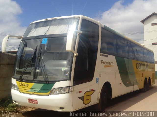 Empresa Gontijo de Transportes 12685 na cidade de Minas Novas, Minas Gerais, Brasil, por Josimar Gomes Simoes. Número da foto: #5687572.