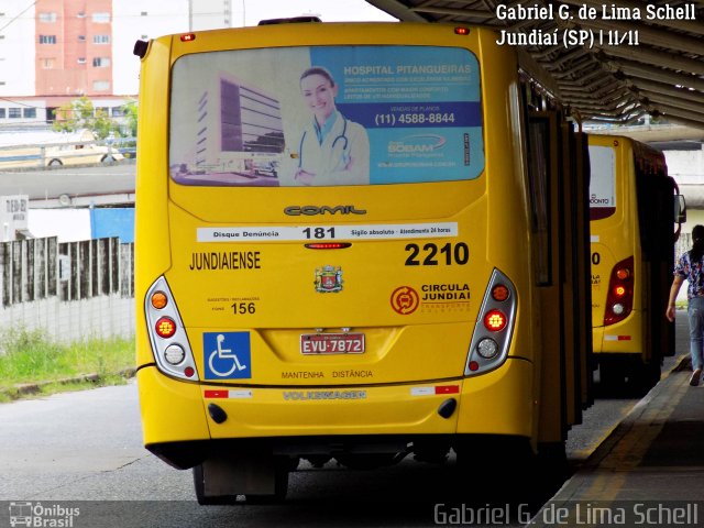 Viação Jundiaiense 2210 na cidade de Jundiaí, São Paulo, Brasil, por Gabriel Giacomin de Lima. ID da foto: 5688285.