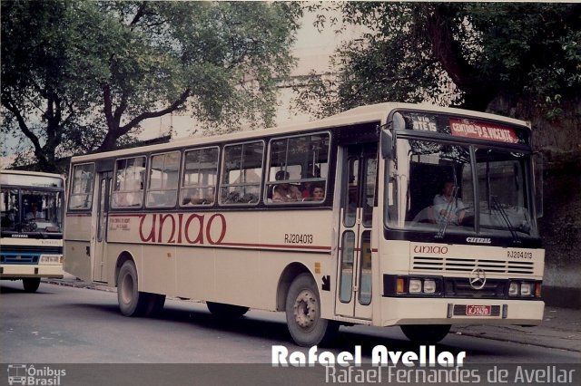 Viação União RJ 204.013 na cidade de Rio de Janeiro, Rio de Janeiro, Brasil, por Rafael Fernandes de Avellar. ID da foto: 5694722.