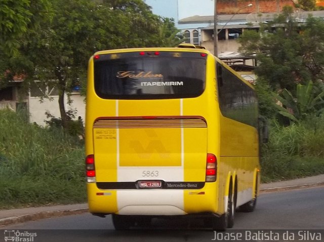 Viação Itapemirim 5863 na cidade de Coronel Fabriciano, Minas Gerais, Brasil, por Joase Batista da Silva. ID da foto: 5698743.