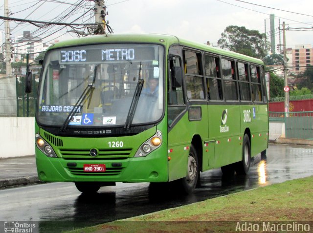 Transvia Transporte Coletivo 1260 na cidade de Contagem, Minas Gerais, Brasil, por Adão Raimundo Marcelino. ID da foto: 5701033.