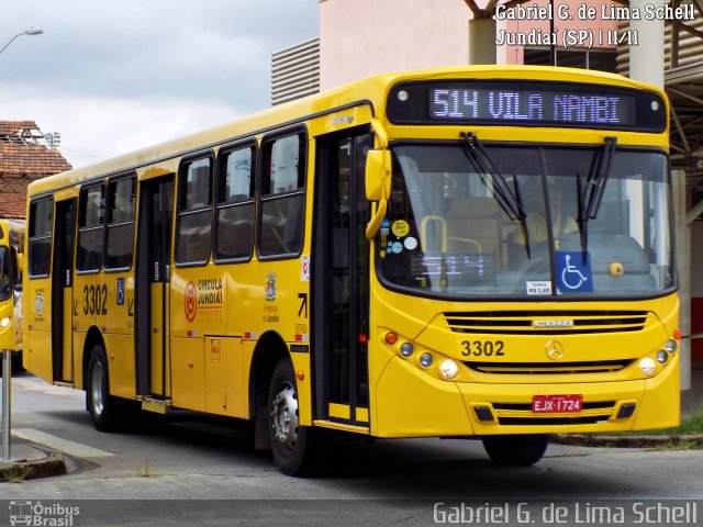 Auto Ônibus Três Irmãos 3302 na cidade de Jundiaí, São Paulo, Brasil, por Gabriel Giacomin de Lima. ID da foto: 5703155.