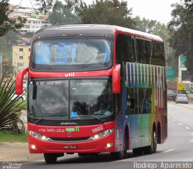 UTIL - União Transporte Interestadual de Luxo 11502 na cidade de Conselheiro Lafaiete, Minas Gerais, Brasil, por Rodrigo  Aparecido. Número da foto: #5633863.