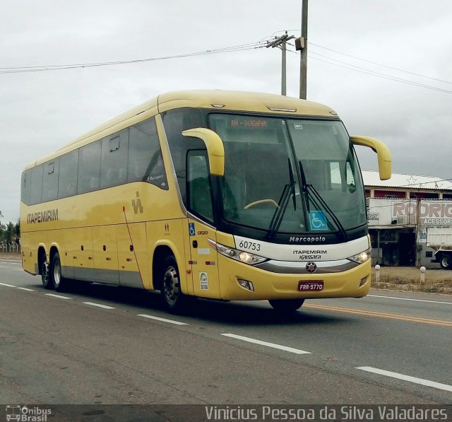 Viação Itapemirim 60753 na cidade de Campos dos Goytacazes, Rio de Janeiro, Brasil, por Vinicius Pessoa da Silva Valadares. ID da foto: 5643439.