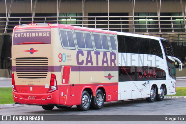 Auto Viação Catarinense 3706 na cidade de Florianópolis, Santa Catarina, Brasil, por Diego Lip. ID da foto: 6221842.