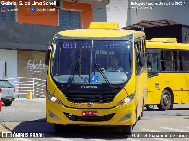 Gidion Transporte e Turismo 11657 na cidade de Joinville, Santa Catarina, Brasil, por Gabriel Giacomin de Lima. ID da foto: 6233233.