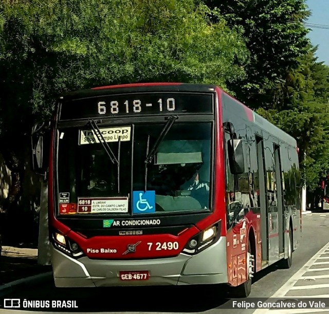 Viação Campo Belo 7 2490 na cidade de São Paulo, São Paulo, Brasil, por Felipe Goncalves do Vale. Número da foto: #6236385.