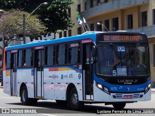 Transportadora Globo 670 na cidade de Recife, Pernambuco, Brasil, por Luciano Ferreira de Lima Júnior. ID da foto: 6243069.