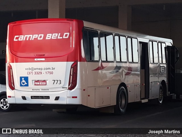 Viação Campo Belo - VCB Transportes 773 na cidade de Formiga, Minas Gerais, Brasil, por Joseph Martins. Número da foto: #6251112.