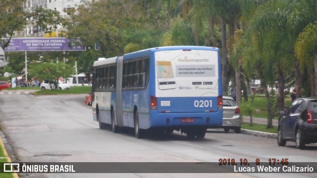 Transol Transportes Coletivos 0201 na cidade de Florianópolis, Santa Catarina, Brasil, por Lucas Weber Calizario. ID da foto: 6255243.