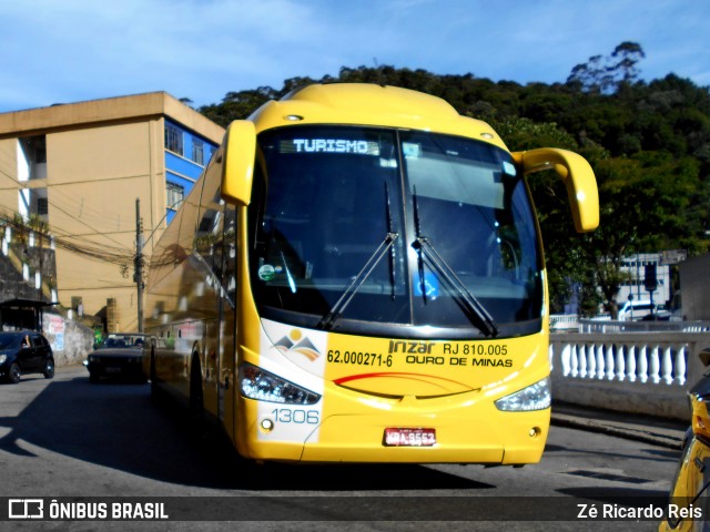 Ouro de Minas Transportes e Turismo 1306 na cidade de Petrópolis, Rio de Janeiro, Brasil, por Zé Ricardo Reis. ID da foto: 6200407.