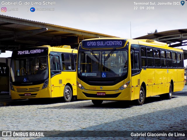 Gidion Transporte e Turismo 11708 na cidade de Joinville, Santa Catarina, Brasil, por Gabriel Giacomin de Lima. ID da foto: 6201476.