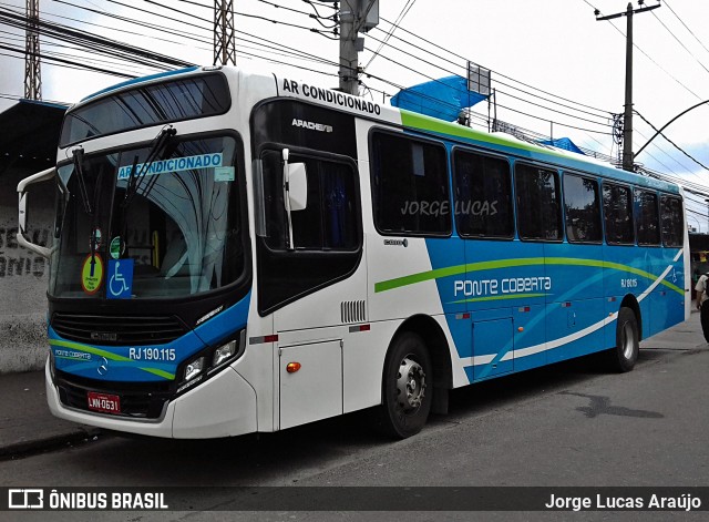 Viação Ponte Coberta RJ 190.115 na cidade de Rio de Janeiro, Rio de Janeiro, Brasil, por Jorge Lucas Araújo. Número da foto: #6202102.