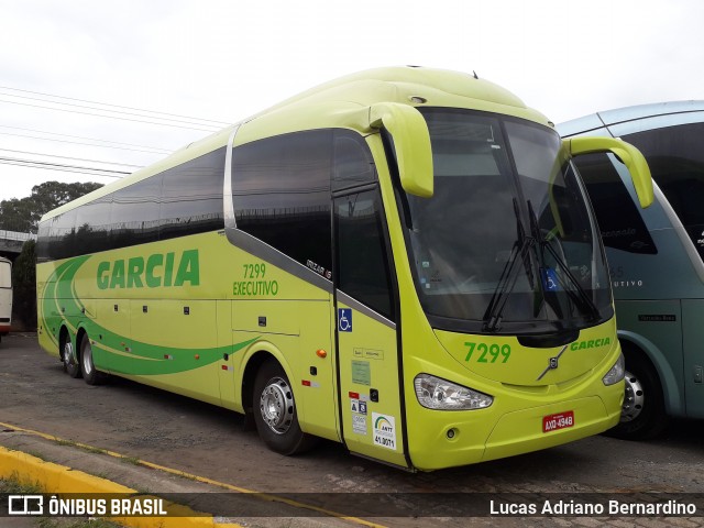 Viação Garcia 7299 na cidade de Bauru, São Paulo, Brasil, por Lucas Adriano Bernardino. Número da foto: #6206159.