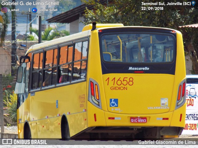 Gidion Transporte e Turismo 11658 na cidade de Joinville, Santa Catarina, Brasil, por Gabriel Giacomin de Lima. ID da foto: 6208608.