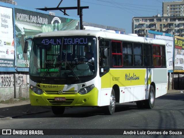 Viação Nilopolitana RJ 123.017 na cidade de Nova Iguaçu, Rio de Janeiro, Brasil, por André Luiz Gomes de Souza. ID da foto: 6208792.