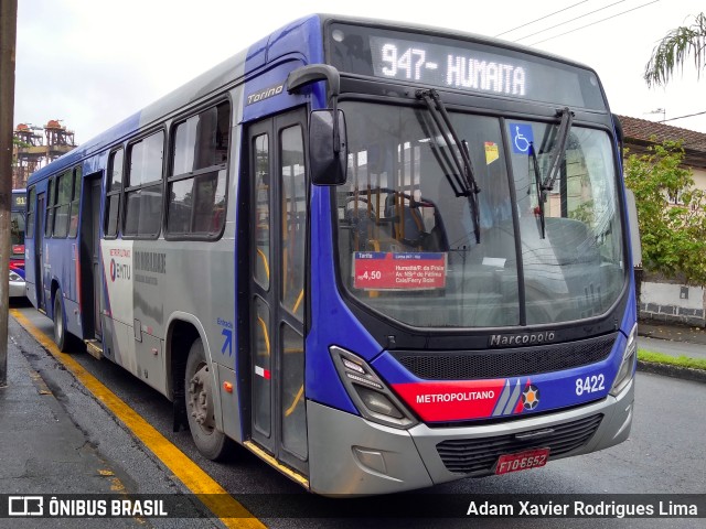 BR Mobilidade Baixada Santista 8422 na cidade de Santos, São Paulo, Brasil, por Adam Xavier Rodrigues Lima. ID da foto: 6256564.