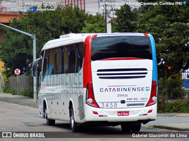 Auto Viação Catarinense 3458 na cidade de Curitiba, Paraná, Brasil, por Gabriel Giacomin de Lima. Número da foto: #6278148.