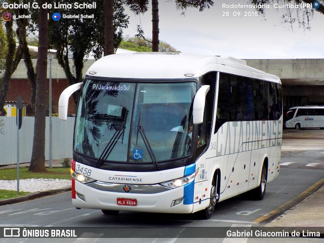 Auto Viação Catarinense 3458 na cidade de Curitiba, Paraná, Brasil, por Gabriel Giacomin de Lima. ID da foto: 6278143.