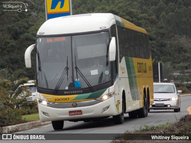 Empresa Gontijo de Transportes 19090 na cidade de Manhuaçu, Minas Gerais, Brasil, por Whitiney Siqueira. ID da foto: 6277226.