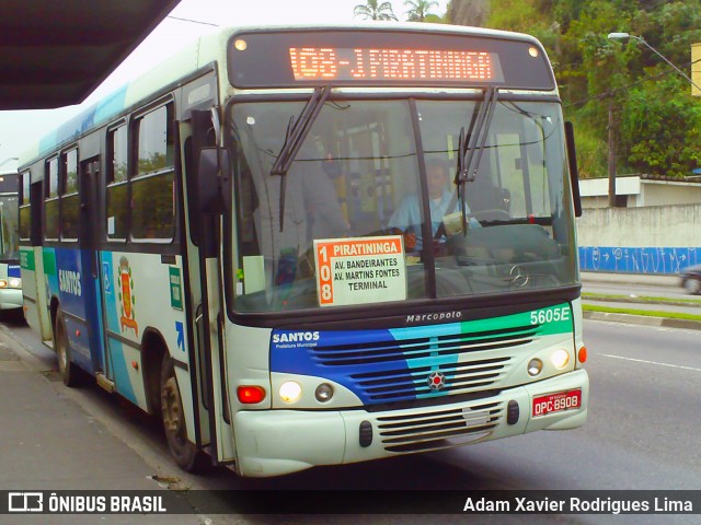 Viação Piracicabana Santos 5605E na cidade de Santos, São Paulo, Brasil, por Adam Xavier Rodrigues Lima. Número da foto: #6281647.
