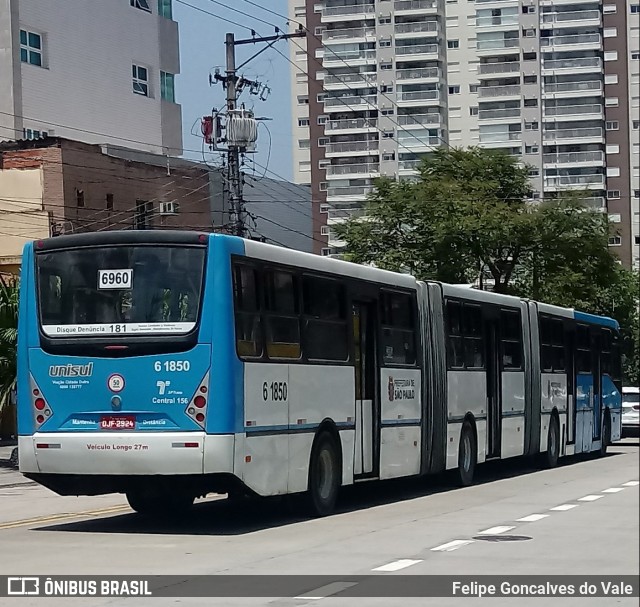 Viação Cidade Dutra 6 1850 na cidade de São Paulo, São Paulo, Brasil, por Felipe Goncalves do Vale. ID da foto: 6280223.