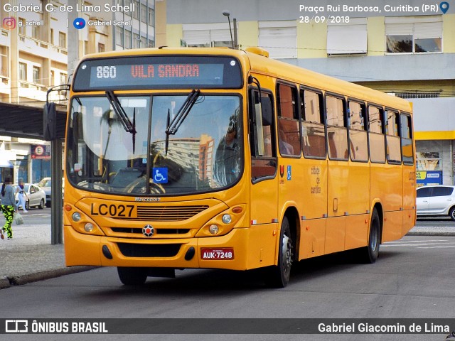 Araucária Transportes Coletivos LC027 na cidade de Curitiba, Paraná, Brasil, por Gabriel Giacomin de Lima. ID da foto: 6284254.