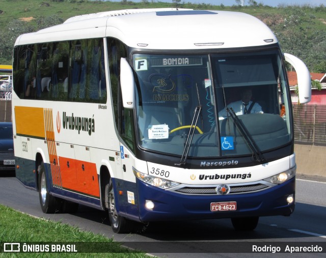 Auto Viação Urubupungá 3580 na cidade de Aparecida, São Paulo, Brasil, por Rodrigo  Aparecido. ID da foto: 6290224.