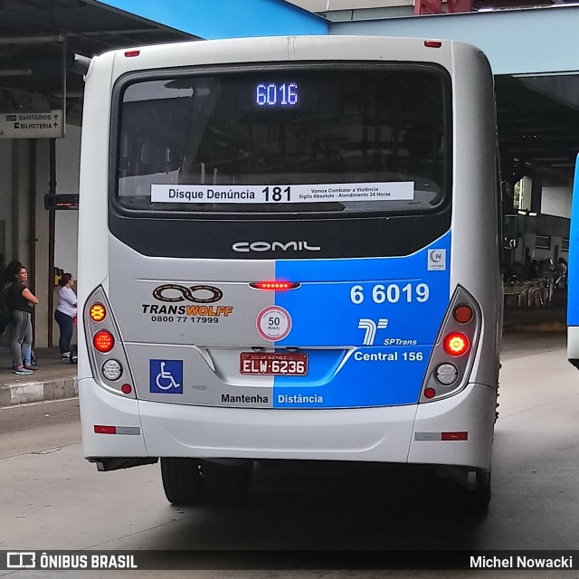 Transwolff Transportes e Turismo 6 6019 na cidade de São Paulo, São Paulo, Brasil, por Michel Nowacki. Número da foto: #6288644.