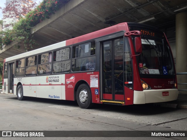 Viação Gatusa Transportes Urbanos 7 6017 na cidade de São Paulo, São Paulo, Brasil, por Matheus Barros. ID da foto: 6259540.