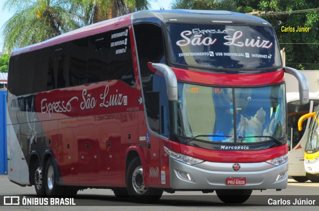 Expresso São Luiz 8060 na cidade de Goiânia, Goiás, Brasil, por Carlos Júnior. Número da foto: #6298934.