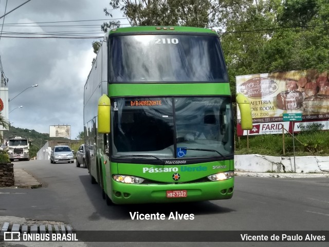 Pássaro Verde 2110 na cidade de Ouro Preto, Minas Gerais, Brasil, por Vicente de Paulo Alves. ID da foto: 6298195.