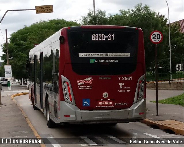 Viação Campo Belo 7 2561 na cidade de São Paulo, São Paulo, Brasil, por Felipe Goncalves do Vale. ID da foto: 6301998.