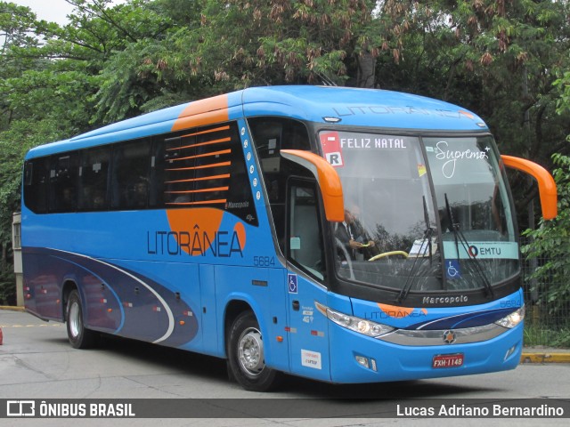 Litorânea Transportes Coletivos 5684 na cidade de São Paulo, São Paulo, Brasil, por Lucas Adriano Bernardino. Número da foto: #6305157.