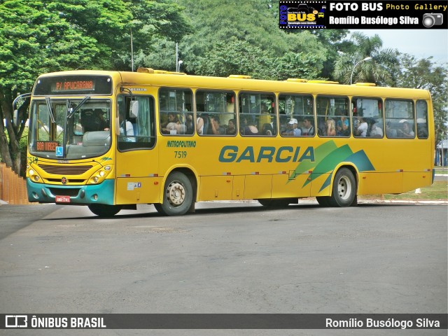 Viação Garcia 7519 na cidade de Rolândia, Paraná, Brasil, por Romílio Busólogo Silva . ID da foto: 6310542.