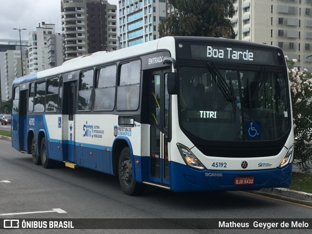 Insular Transportes Coletivos 45192 na cidade de Florianópolis, Santa Catarina, Brasil, por Matheus  Geyger de Melo. Número da foto: #6313925.