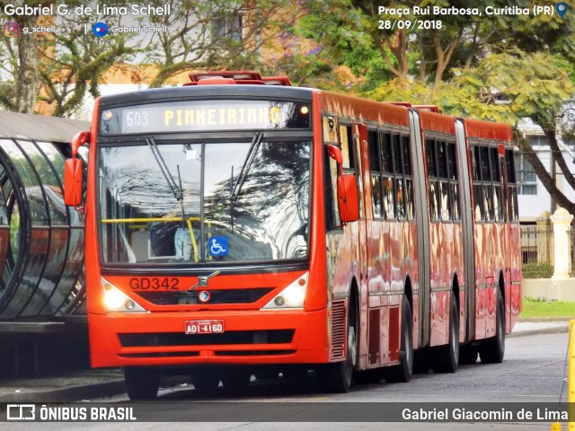 Viação Cidade Sorriso GD342 na cidade de Curitiba, Paraná, Brasil, por Gabriel Giacomin de Lima. ID da foto: 6316883.