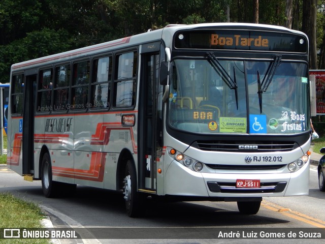 Viação Resendense RJ 192.012 na cidade de Resende, Rio de Janeiro, Brasil, por André Luiz Gomes de Souza. Número da foto: #6272617.