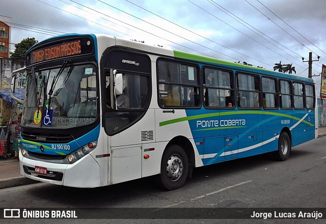 Viação Ponte Coberta RJ 190.100 na cidade de Rio de Janeiro, Rio de Janeiro, Brasil, por Jorge Lucas Araújo. Número da foto: #6318688.