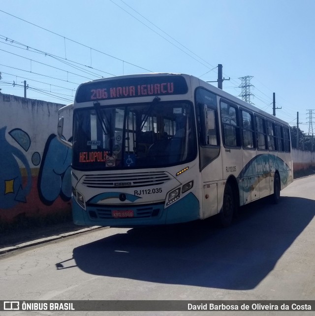 Auto Viação Vera Cruz - Belford Roxo RJ 112.035 na cidade de Brasil, por David Barbosa de Oliveira da Costa. ID da foto: 6338032.